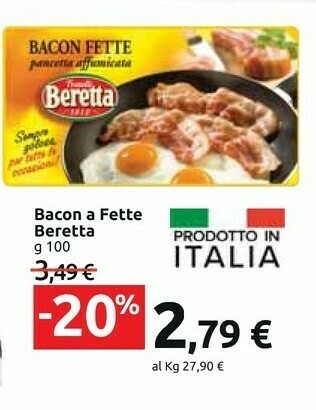 Carrefour Market Fratelli Beretta - Bacon Fette Pancetta Affumicata 100 G(ml) offerta