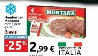 Carrefour Market Montana 4 Hamburger Naturali 400 G(ml) offerta