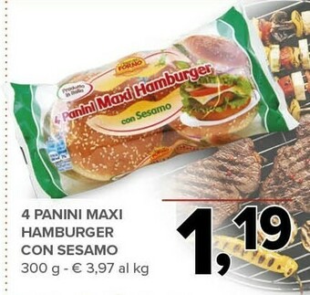 Todis 4 Panini Maxi Hamburger Con Sesamo 300 G offerta
