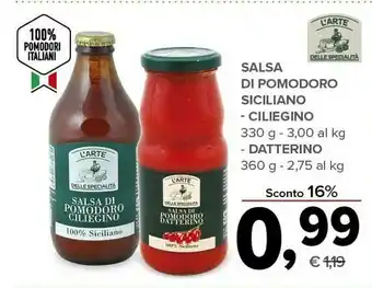 L'arte delle specialità Salsa Di Pomodoro Datterino 360 G(ml)