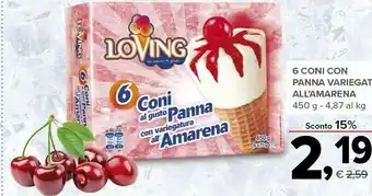 Todis Loving - 6 Coni Panna Con Amarena 450 G(ml) offerta
