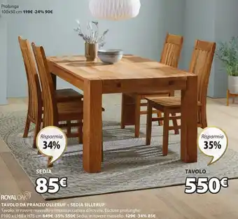JYSK Royaloak Tavolo da Pranzo Ollerup P100 xL160xH75cm offerta