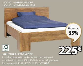 JYSK FSC Struttura Letto Vedde P169 x l197 x H100 cm offerta