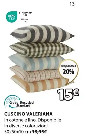 JYSK Cuscino Valeriana 50 x 50 x 10 cm offerta