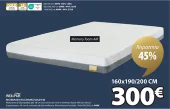 JYSK Wellpur Materasso in Schiuma Gold F30 160 x 190/200 cm offerta
