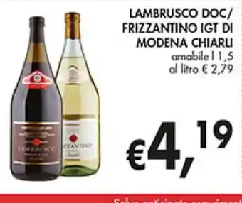 Modena Chiarli Lambrusco Doc/ Frizzantino IGT Di 1,5 L