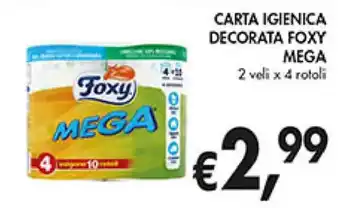 Foxy Carta Igienica Decorata Mega 2 veli x 4 rotoli