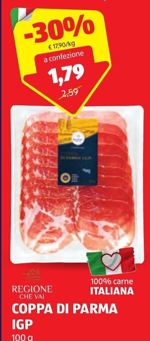 ALDI Regione Che Vai Coppa di parma IGP 100 g offerta
