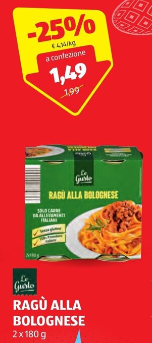 Le Gusto Ragù Alla Bolognese 2 x 180 g
