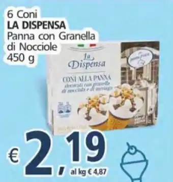Alter Discount La Dispensa 6 Coni Panna con Granella di Nocciole 450g offerta