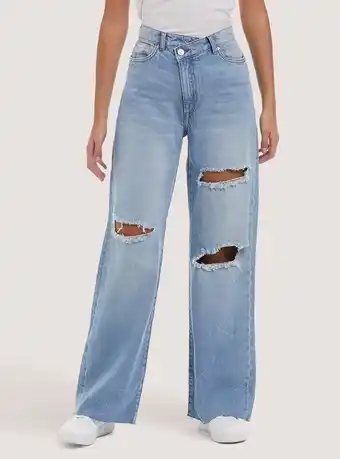 Jeans straight fit con vita asimmetrica