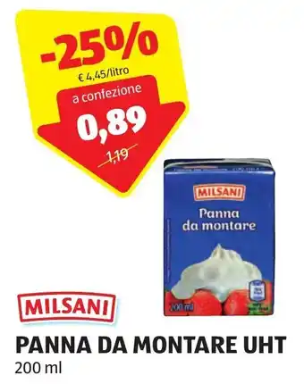 ALDI Milsani Panna da Montare Uht 200 ml offerta