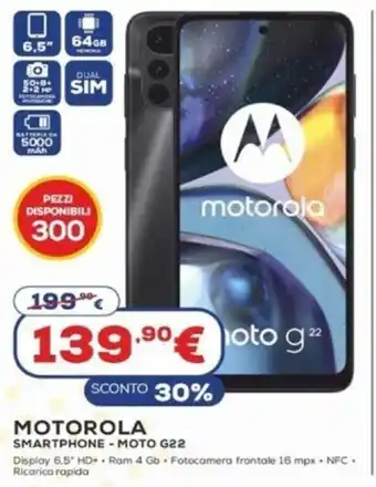 Euronics Motorola Smartphone Moto G22 offerta