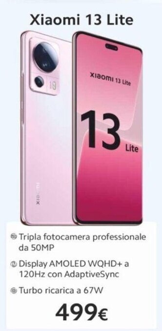 Euronics Xiaomi 13 Lite offerta