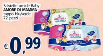 Alter Discount Amore di Mamma Salviette umide Baby tappo blu/verde 72 pezzi offerta