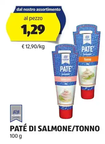 ALDI Paté Di Salmone/Tonno 100 g offerta