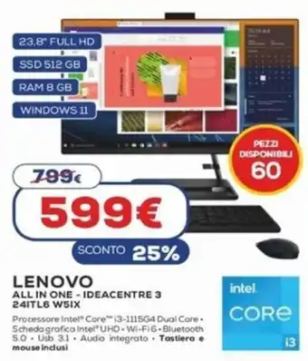 Euronics Lenovo All in One IDEACENTRE 3 24ITL6 W5IX offerta