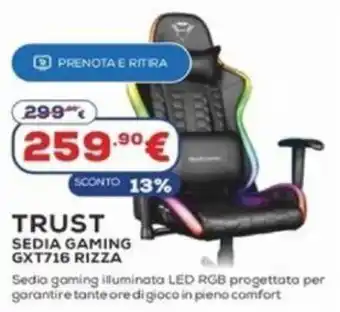Euronics Trust Sedia Gaming GXT716 Rizza offerta