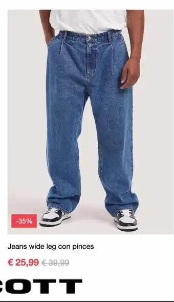 Jeans wide leg con pinces