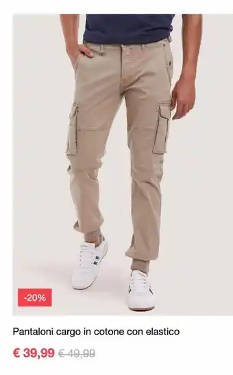 Pantaloni cargo in cotone con elastico