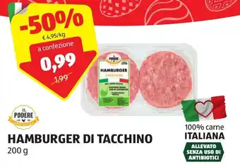 ALDI Il Podere Hamburger di Tacchino 200 g offerta