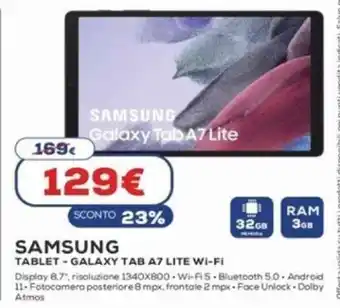 Euronics Samsung Tablet Galaxy Tab A7 Lite Wi-Fi offerta