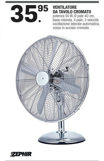 Brico OK Zephir Ventilatore Da Tavolo Cromato offerta
