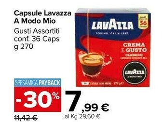 Carrefour Market Lavazza A Modo Mio Crema E Gusto Capsule Caffè Tostatura Media 36 Pezzo(i) offerta