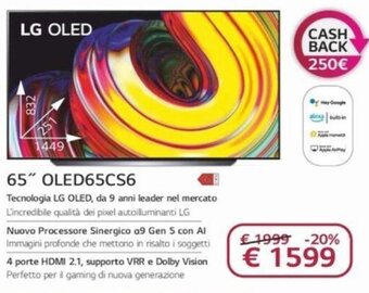 Euronics LG 65'' OLED65CS6 offerta