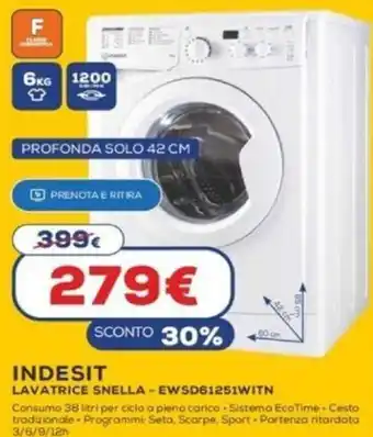 Indesit Lavatrice Snella EWSD61251WITN