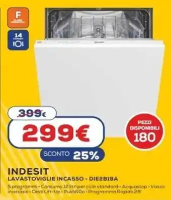 Indesit Lavastoviglie Incasso DIE2B19A