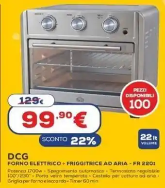 DCG Forno Elettrico Friggitrice Ad aria FR2201