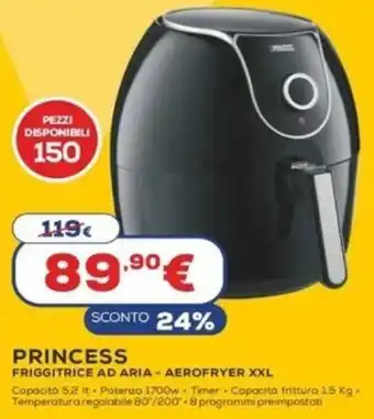 Euronics Princess Friggitrice Ad Aria AEROFRYER XXL offerta