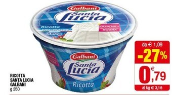 Iperal Galbani Ricotta Santa Lucia 250 G(ml) offerta