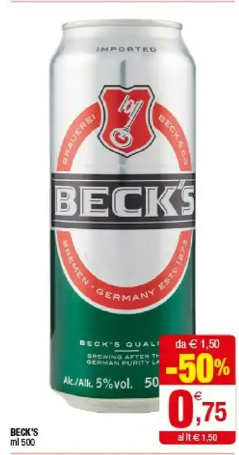 Iperal Beck's - Beck's 500 G(ml) offerta