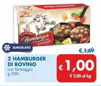 MD Discount 2 Hamburger di Bovino con formaggio g 200 offerta