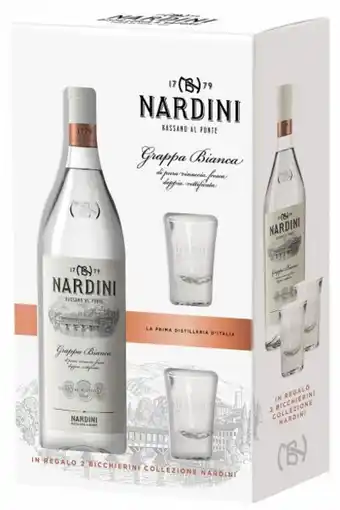 Grappa bianca nardini 70cl (confezione con 2 bicchieri)