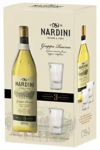 Grappa riserva 3 anni nardini 70cl (confezione con 2 bicchieri)