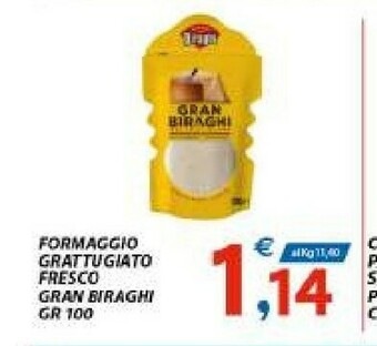 Vivo Supermercati Biraghi Gran Biraghi 100% Latte Italiano Grattugiato Fresco 100 G(ml) offerta
