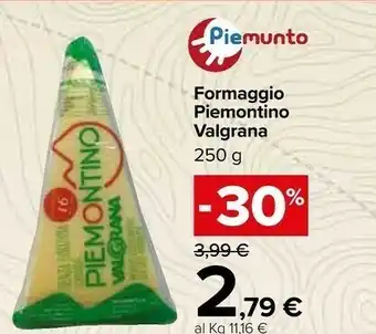 Carrefour Market Piemunto Formaggio Piemontino Valgrana offerta