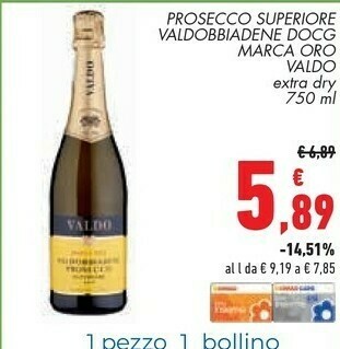 Conad Valdo - Valdobbiadene Prosecco Superiore DOCG 750 G(ml) offerta