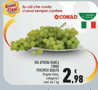 Conad Uva Apirena Bianca Conad Percorso Qualità offerta