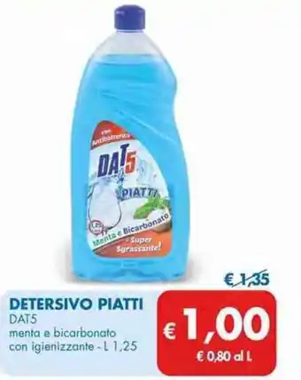 MD Discount DAT5 Detersivo Piatti menta e bicarbonato con igienizzante L 1,25 offerta
