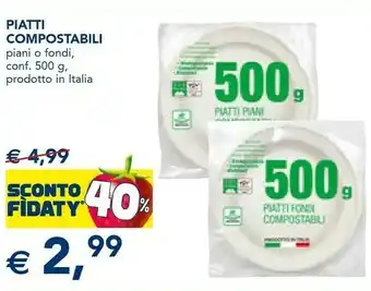 Esselunga Piatti Compostabili Piani/ Fondi offerta