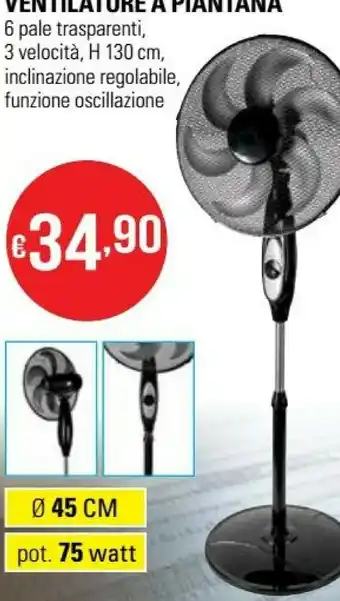 Ventilatore A Piantana 6 Pale Trasparenti