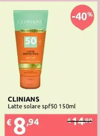 Ipersoap Clinians Latte Solare SPF50 150 Ml offerta
