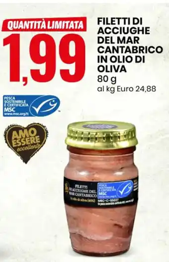 Eurospin Filetti Di Acciughe Del Mar Cantabrico In Olio Di Oliva 80 g offerta