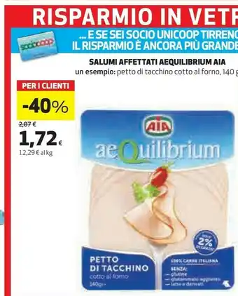 Coop Aia Aequilibrium Petto Di Tacchino Cotto Al Forno 140 G(ml) offerta