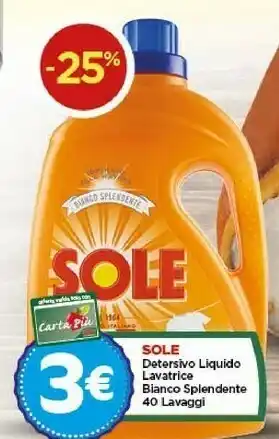 Crai Sole Detersivo Liquido Lavatrice Bianco Splendente 40 Lavaggi offerta