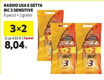 Coop Bic Sensitive 2 Rasoio Da Uomo Arancione offerta